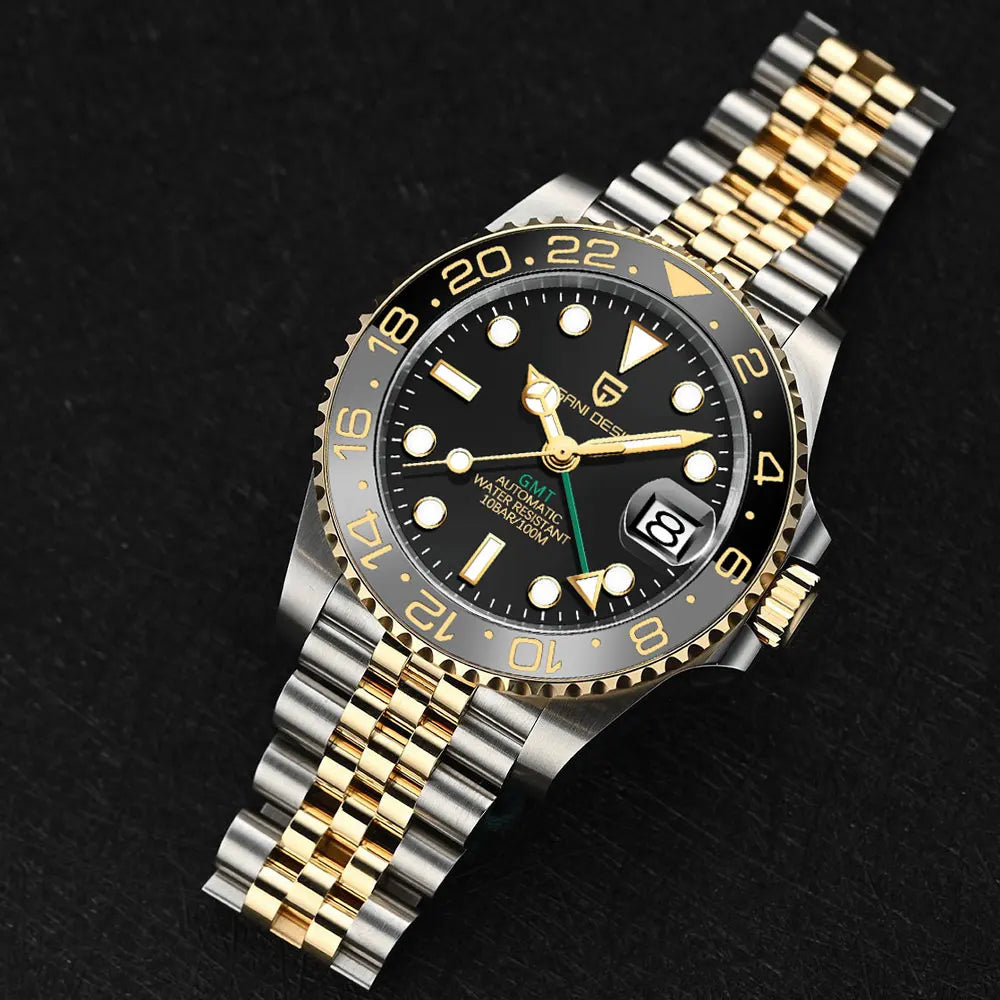 PAGANI DESIGN Gift Men's Watch GMT 40mm Mechanical Watch Top Brand Stainless Steel Waterproof Business Automatic Watches for Men