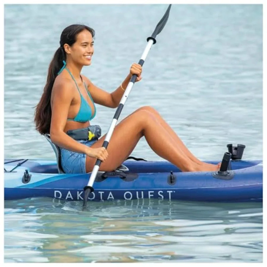 Sit-On-Top Inflatable Kayak Dakota Quest 68245EP Outdoor Recreational Fishing Kayak with Durable PVC Material in Blue for Easy