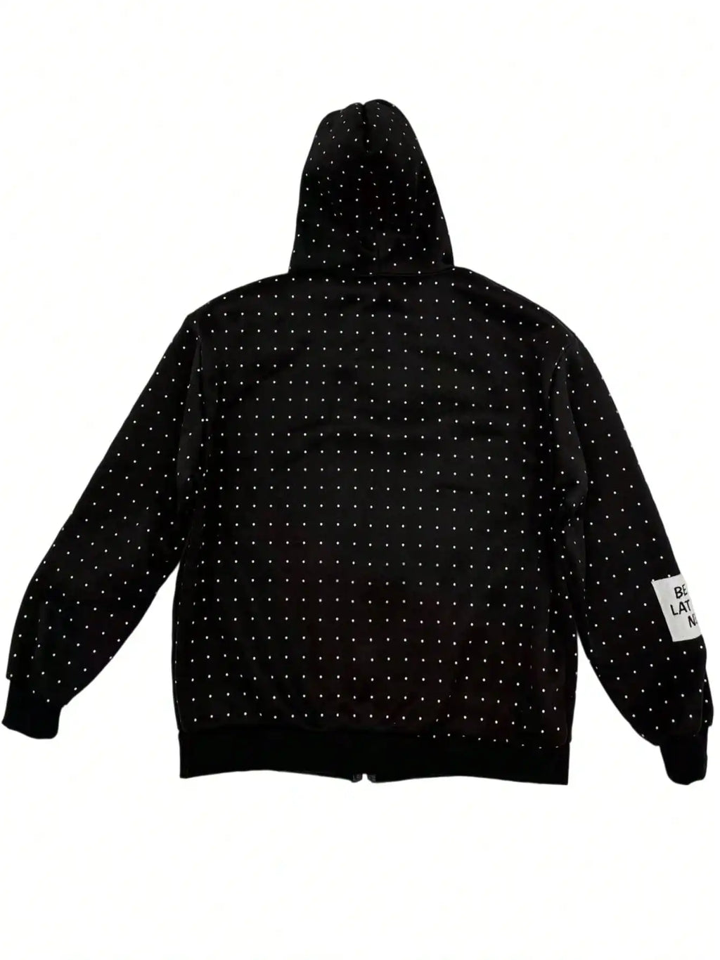 Casual Letter Print Jacket for Men Follow Your Hear Polka Dot All-Over Print Long Sleeve Autumn Sweatshirt Zipper Hoodie