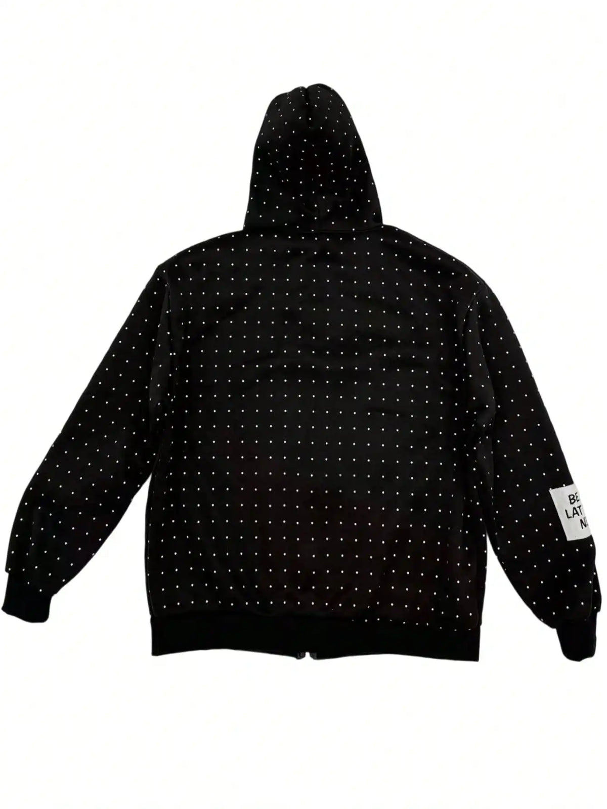 Casual Letter Print Jacket for Men Follow Your Hear Polka Dot All-Over Print Long Sleeve Autumn Sweatshirt Zipper Hoodie