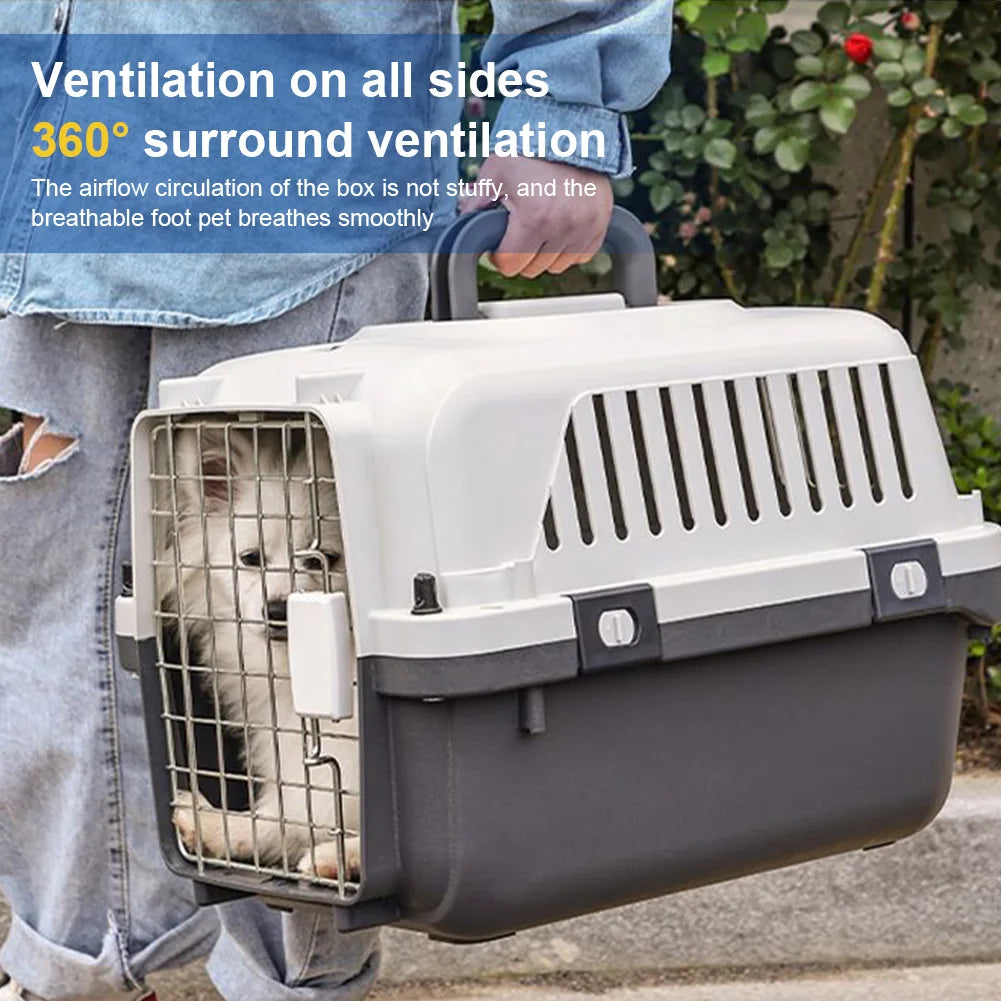 Cats & Rabbit Animal Carrier Travel Cage Box Length 33in/Width 21.6in/Height 25.2in with Handle & Metal Door Pet Carrier & Crate