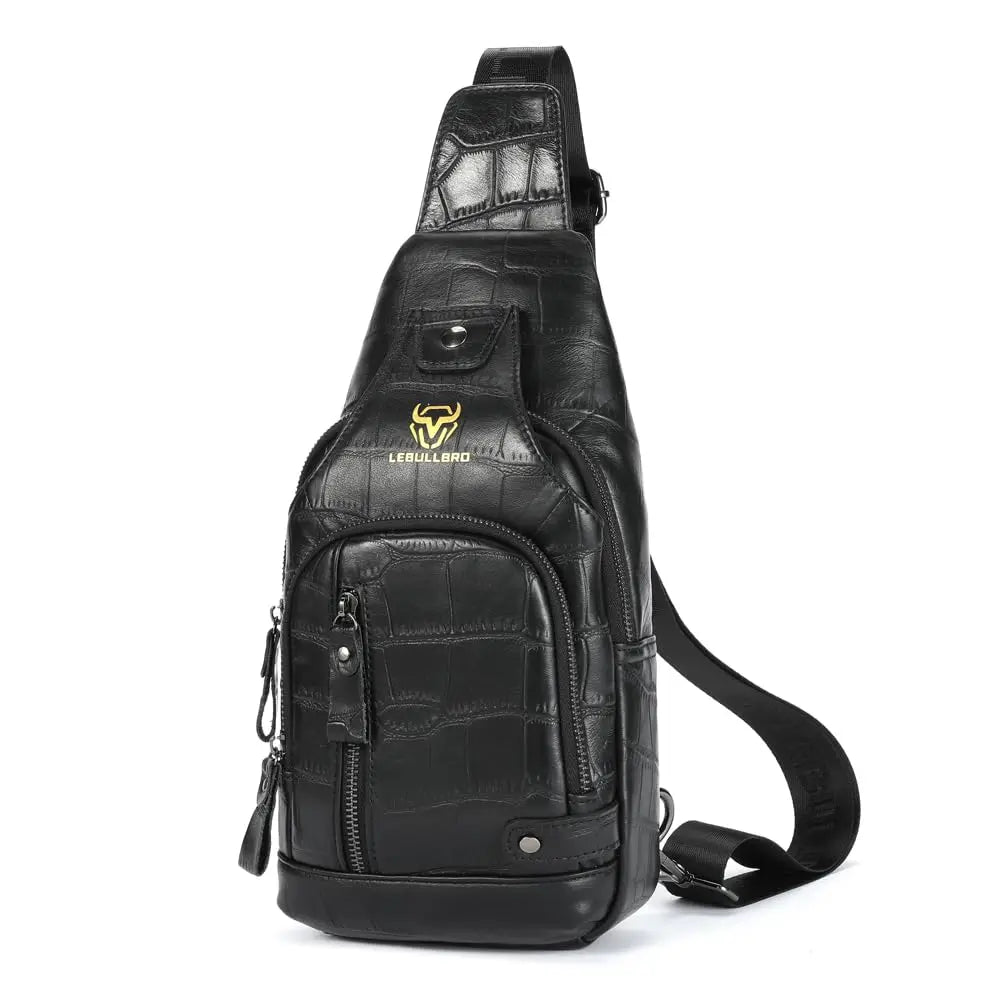 Sling Bag for Men Genuine Leather Chest Bag Crossbody Backpack Travel Hiking Outdoor Sports