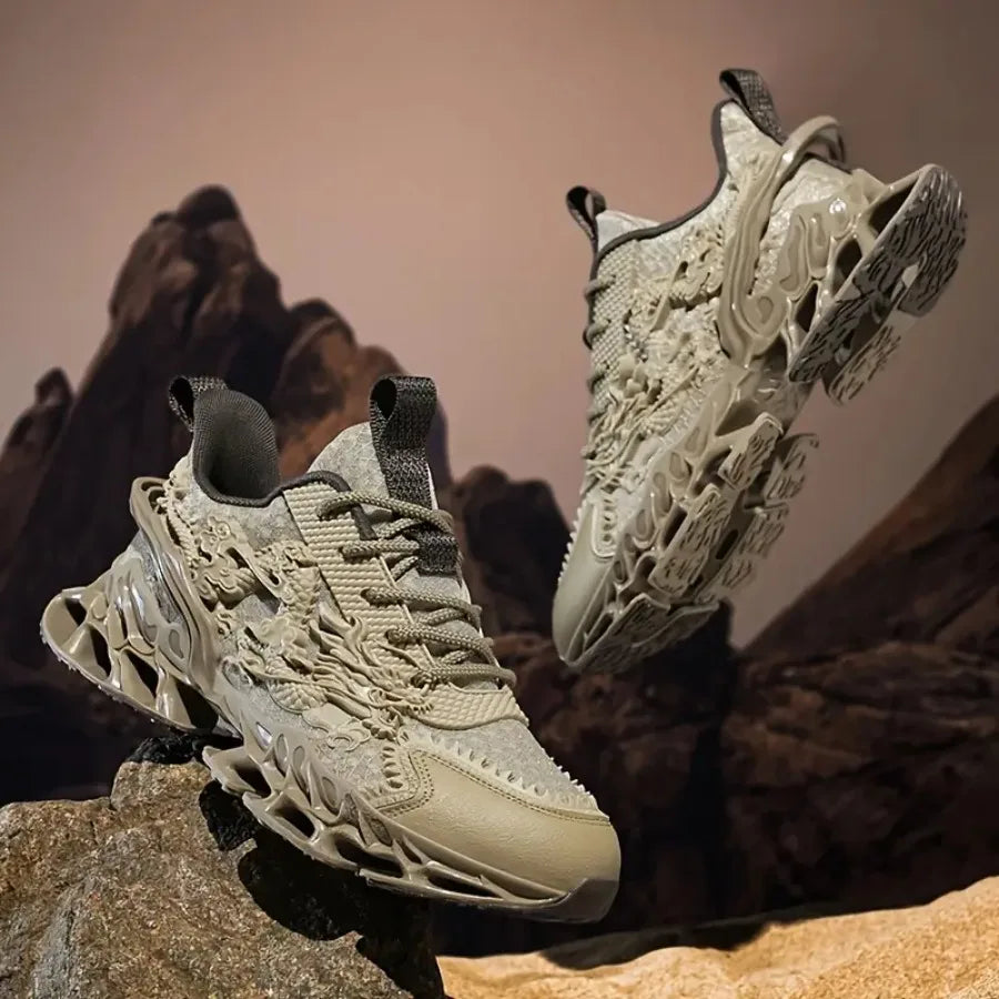 Men's Breathable Blade Sneakers - Lightweight Running and Hiking Shoes with Non-Slip Traction Low-Top Lace-Up Sole and Cushioni
