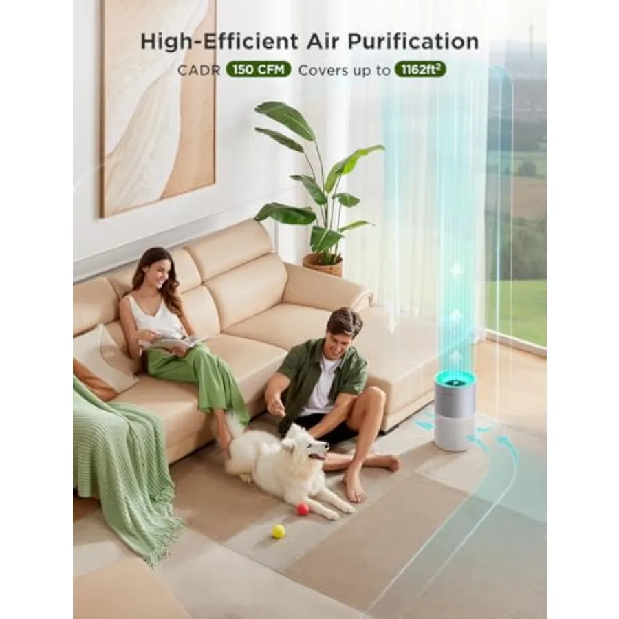 Smart Air Purifier for Large Rooms with App Alexa Control Covers up to 1162ft Air Quality Monitor PM2.5 Sensor White for Pet Ha