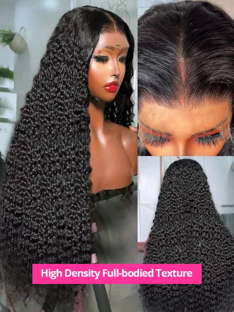250 Density 30 40 46Inches HD Deep Wave 13x6 Curly Lace Front Human Hair Wig Wet & Wavy Water Wave Lace Frontal Wigs For Women