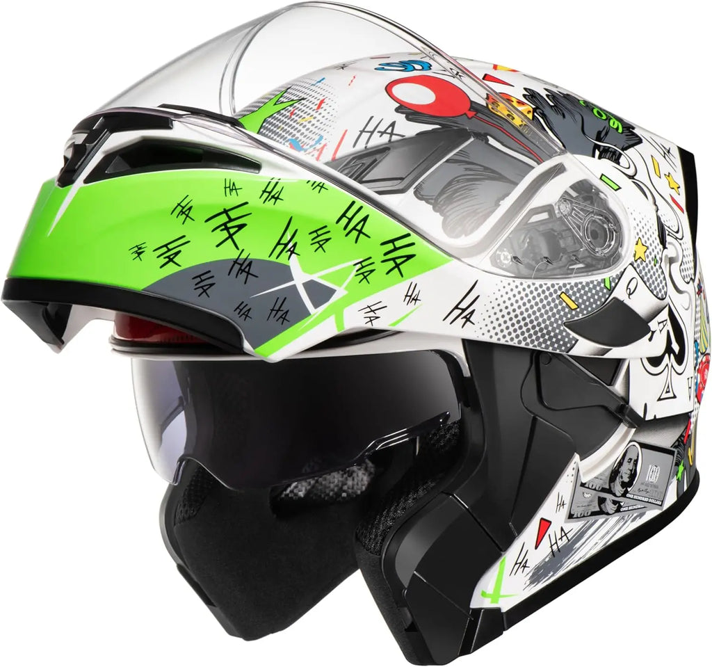 Motorcycle Dual Visor Flip up Modular Full Face Helmet with DOT Certification of Impressionism