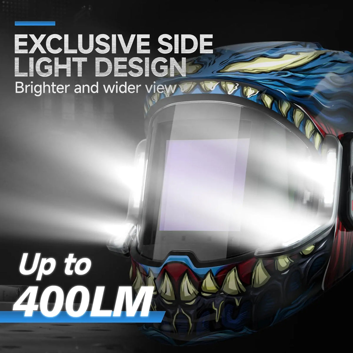 Panoramic 180° View Auto Darkening Welding Helmet with True Color, Light, 6 Sensors, Type-C Charging