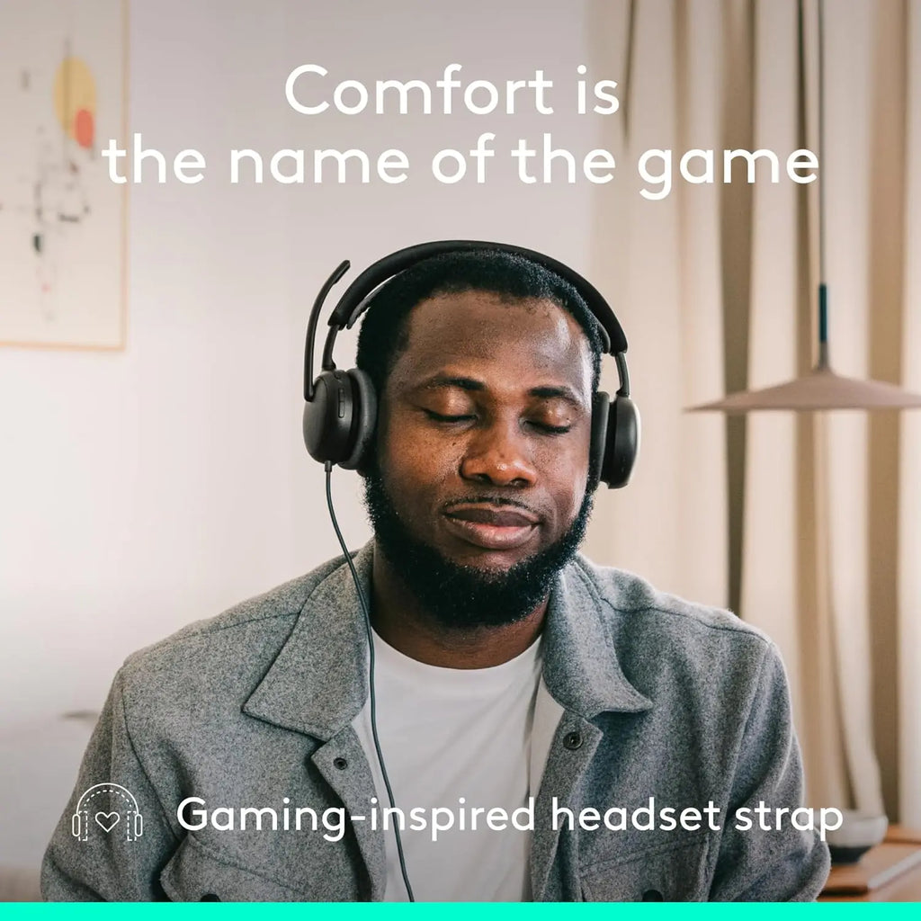 Noise-Canceling Wired Headset with Adaptive ANC, USB-C Adapter - Black