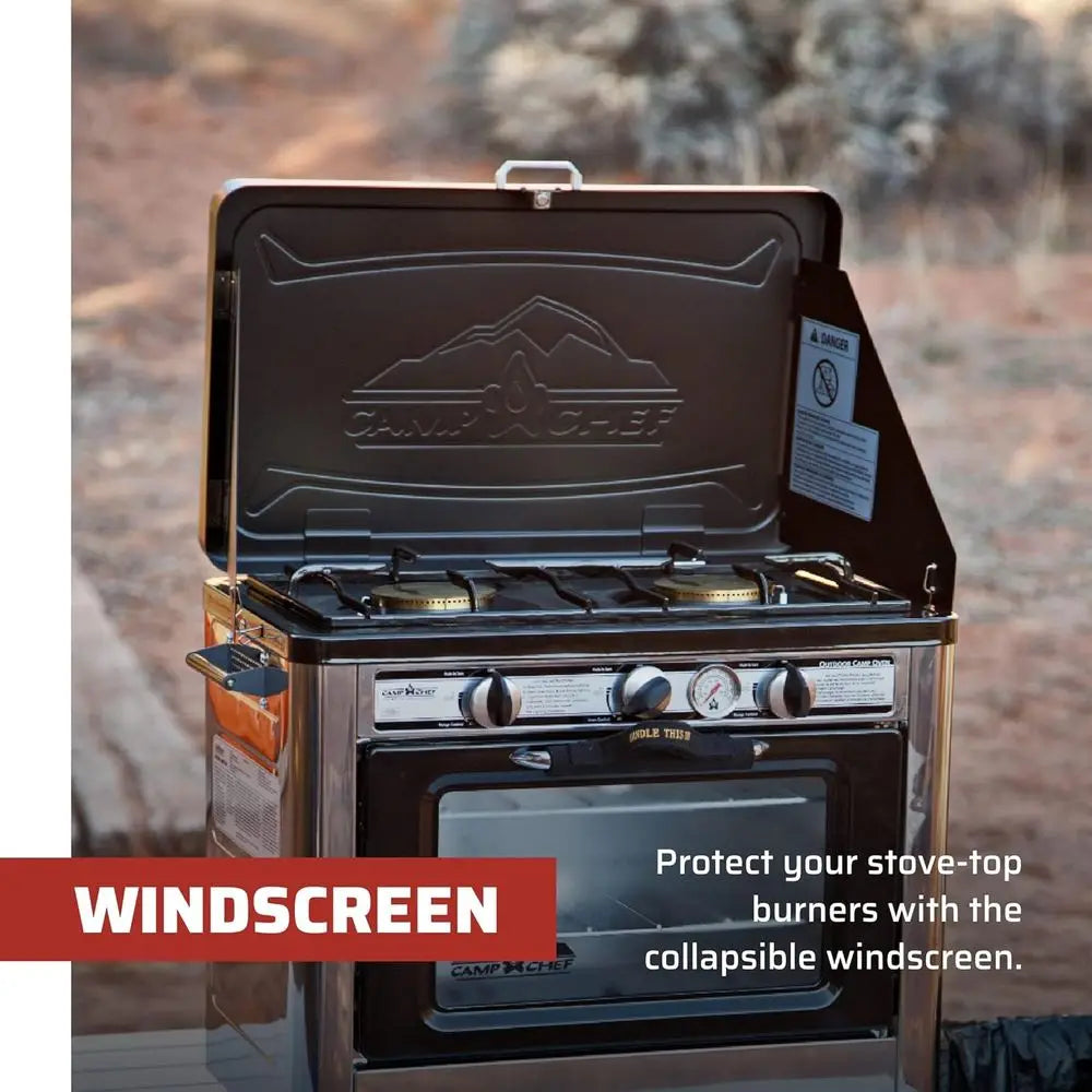 Portable Outdoor Camping Oven, Black/Silver, 31 H x 24 W x 18 L