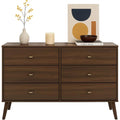 6 Drawer Double Dresser with Wide Chest, Contemporary Bedroom Furniture, Cherry Finish