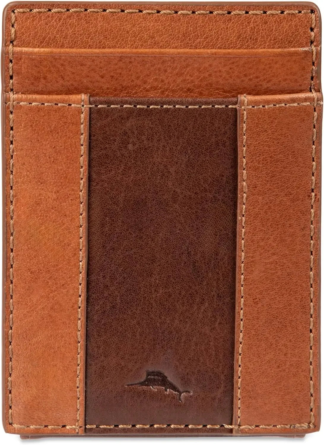 Men's Genuine Leather Magnetic Front Pocket Wallet With ID Window And Card Slots