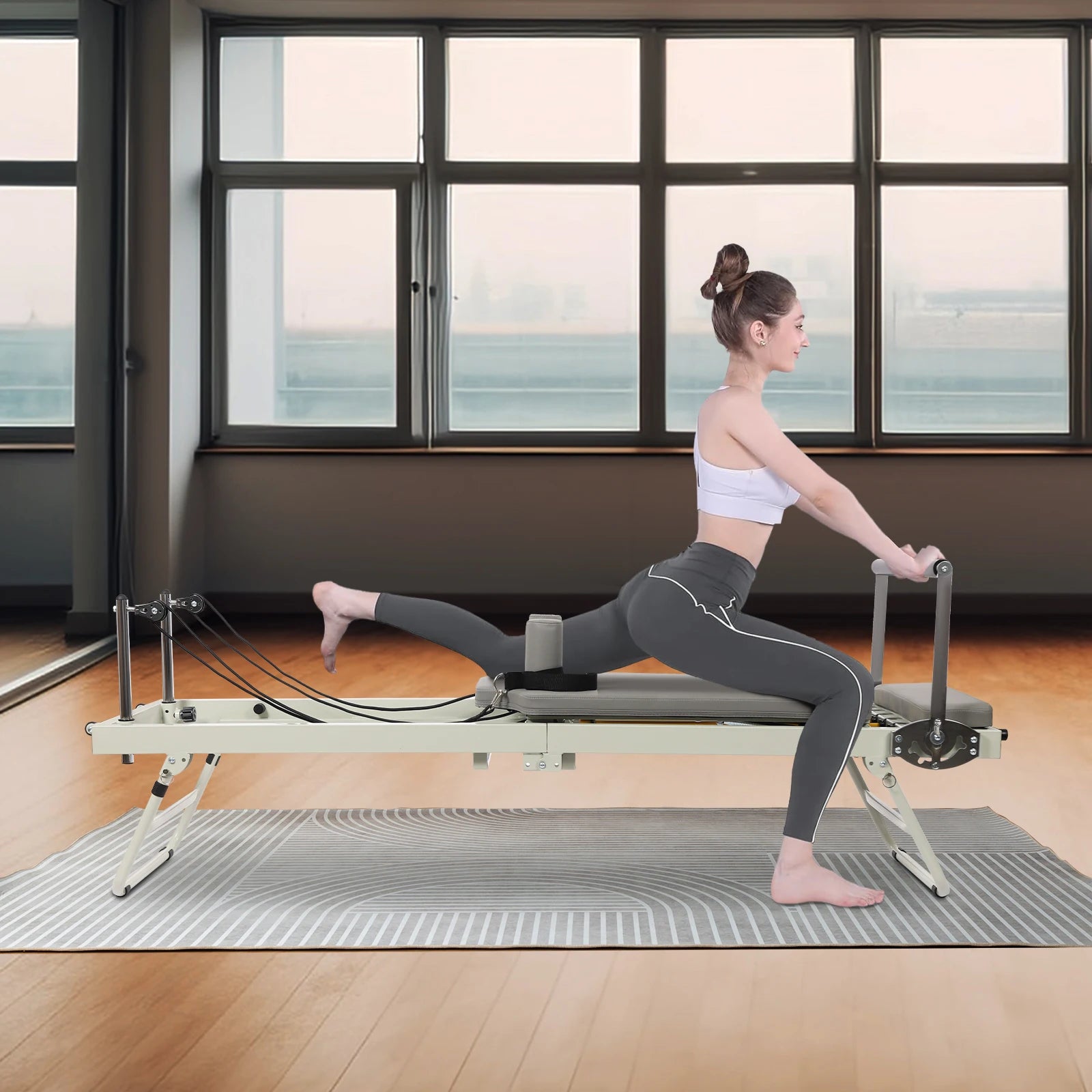 Folding Pilate Reformer| 264lbs Load 197cm Yoga Big Fitness Equipment| Pilate Core Bed for Private School/Home