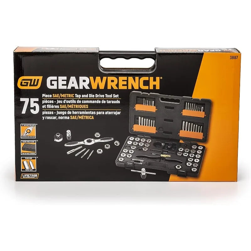 GEARWRENCH 77 Piece SAE/Metric Ratcheting Tap and Die Set -3887
