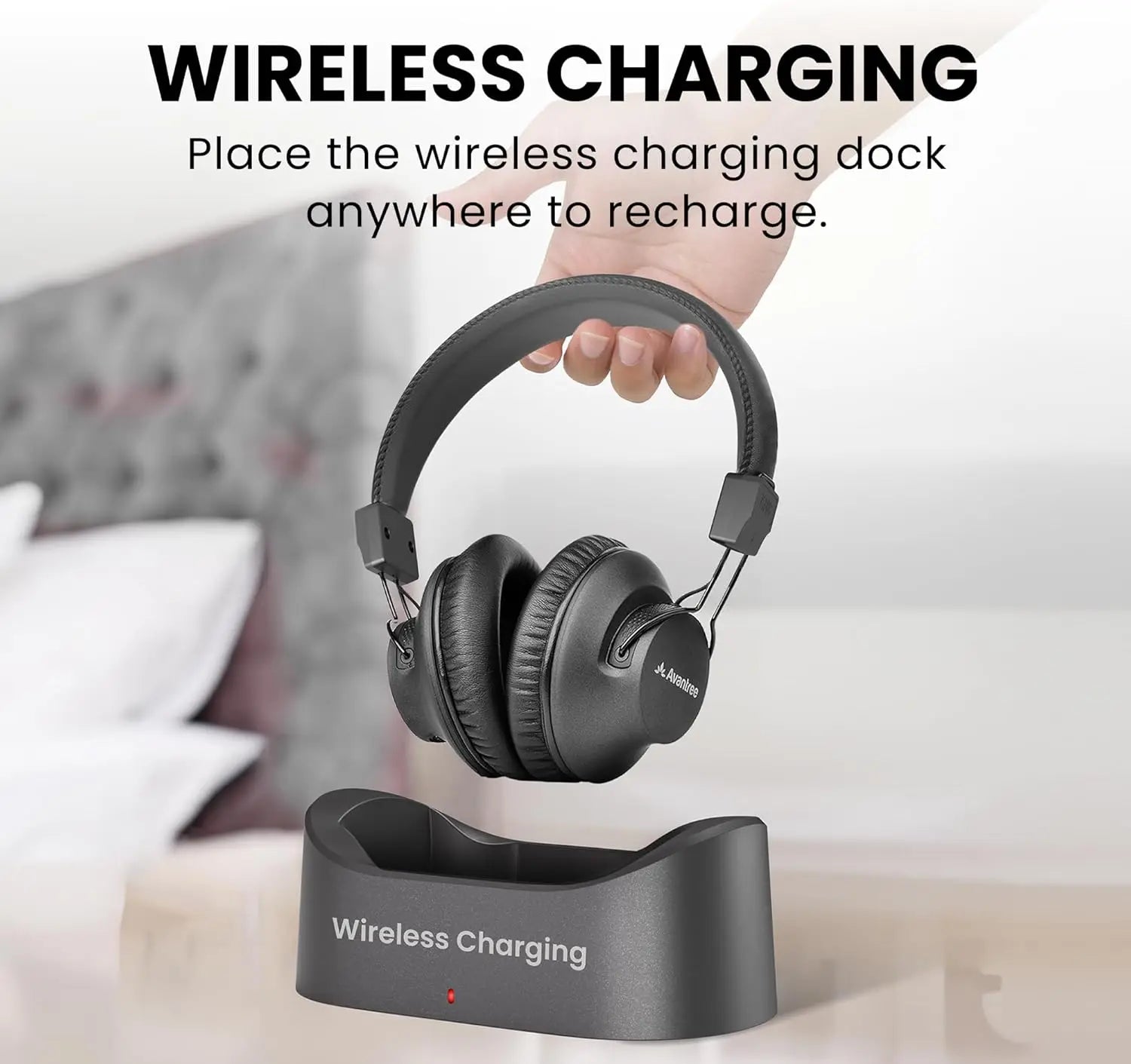 Wireless TV Headphones with Optical/AUX, Clear Voice, Volume Boost, Comfortable Fit, 60H Battery & Charging Dock