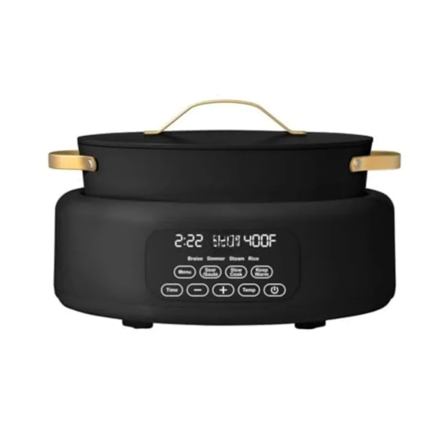 6-Quart 10-in-1 Electric Multi-Cooker with Digital Controls for Slow Cook Steam Saute Rice Oven-Safe Nonstick Pot in Stainless