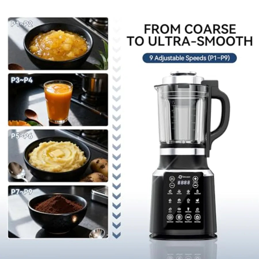 Glass Blenders for Kitchen with Tamper Blender for Smoothies Professional Blenders 1500W Motor 9 Adjustable Speeds 14 Preset Pr