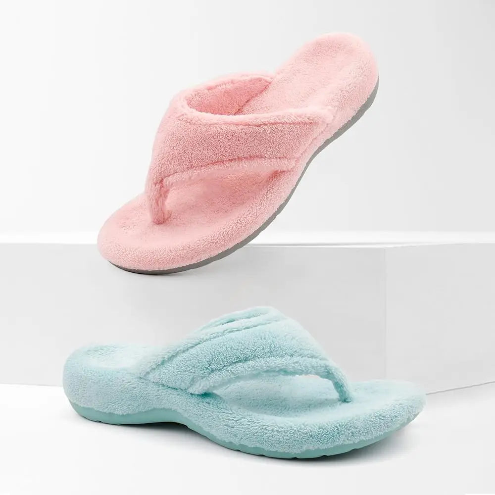 Women's Flip Flop Slippers with Arch Support Orthotic Insole Fuzzy Slides Thong Slippers for Women Indoor and Outdoor