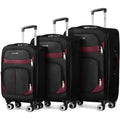 Expandable Large Luggage Set with Front Open Pocket, Lightweight & Durable, Double Spinner Wheels, Lockable (Black, 20in/24in/28