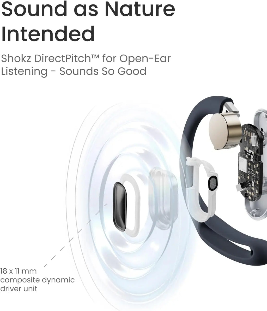 Open-Ear Wireless Earbuds, Water-Resistant with Secure Earhooks for Daily Use in Black