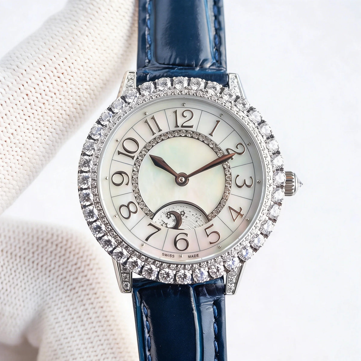 Customized luxury women's watch, 34mm diameter, imported calfskin strap, 898A1 automatic winding movement
