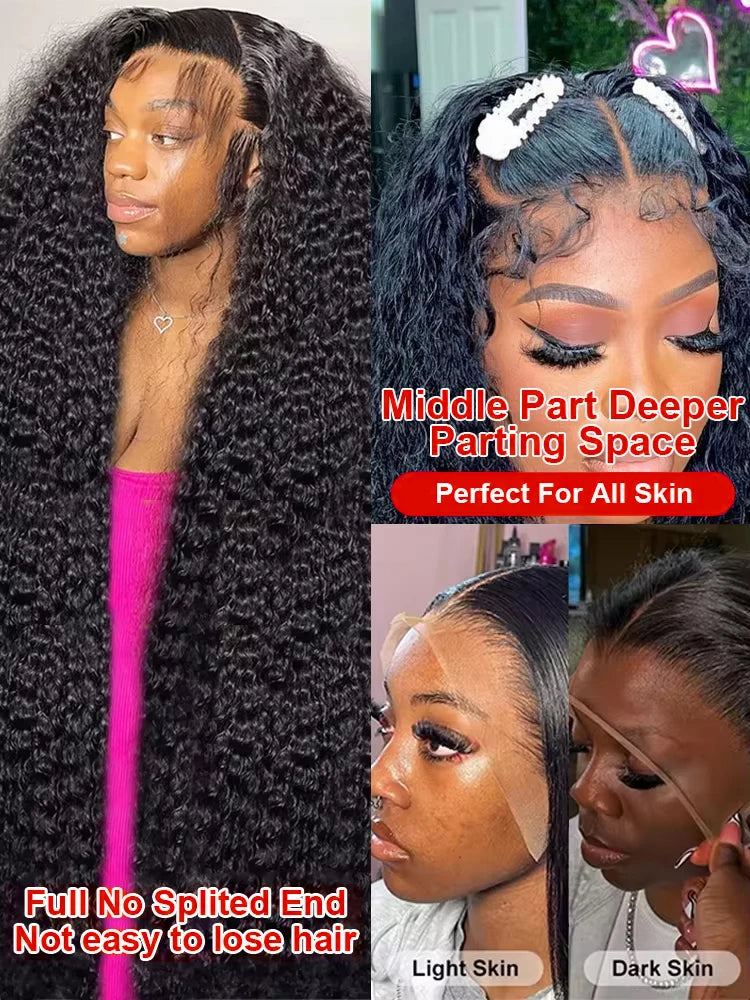 300% Density Curly Wigs Human Hair 13x6 HD Lace Frontal Deep Wave Wigs 46Inch Ready To Go 7x5 Glueless Wigs Human Hair For Women