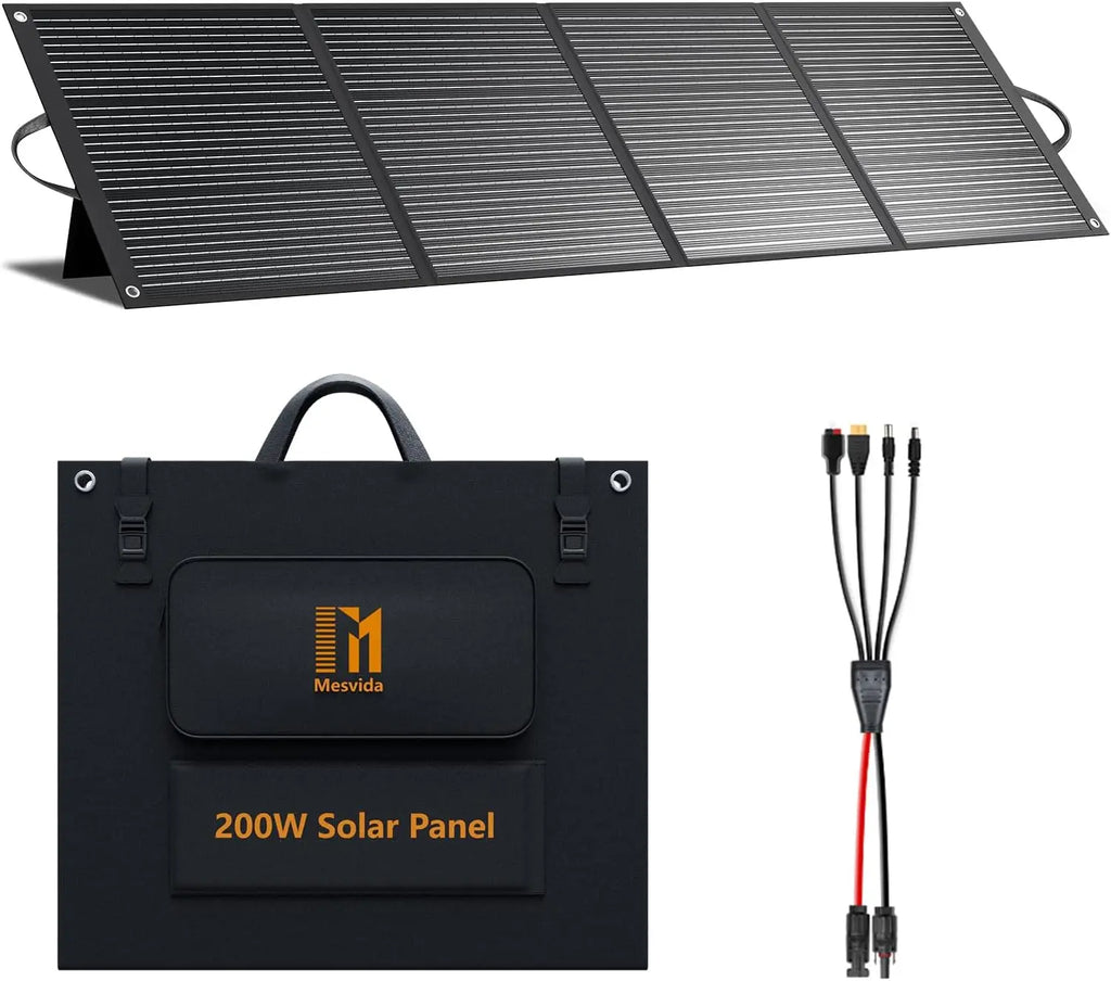 200W Portable Foldable Solar Panel with IP68 Waterproof ETFE Coating, 24V MC4 Output for Camping RV Emergency Backup