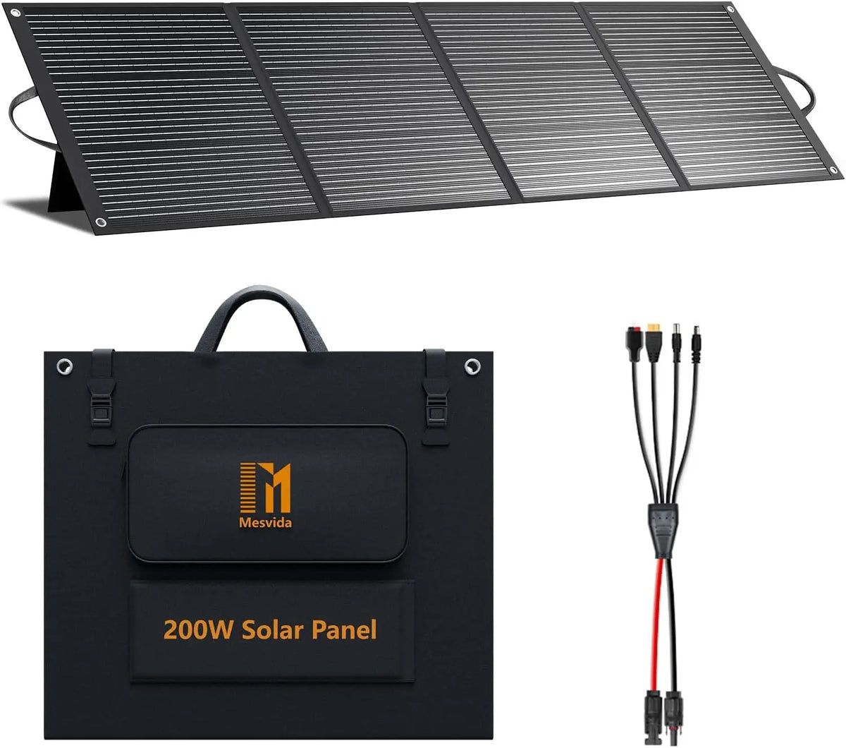 200W Portable Foldable Solar Panel with IP68 Waterproof ETFE Coating, 24V MC4 Output for Camping RV Emergency Backup
