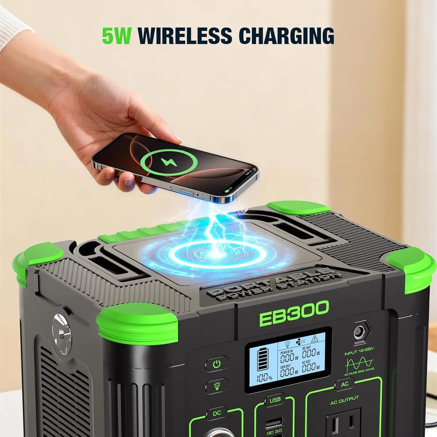 Portable Power Station 288Wh Solar Generator 300W 110V Pure Sine Wave Ac Outlet 60W Usb C Pd Output Backup Lithium Battery For O