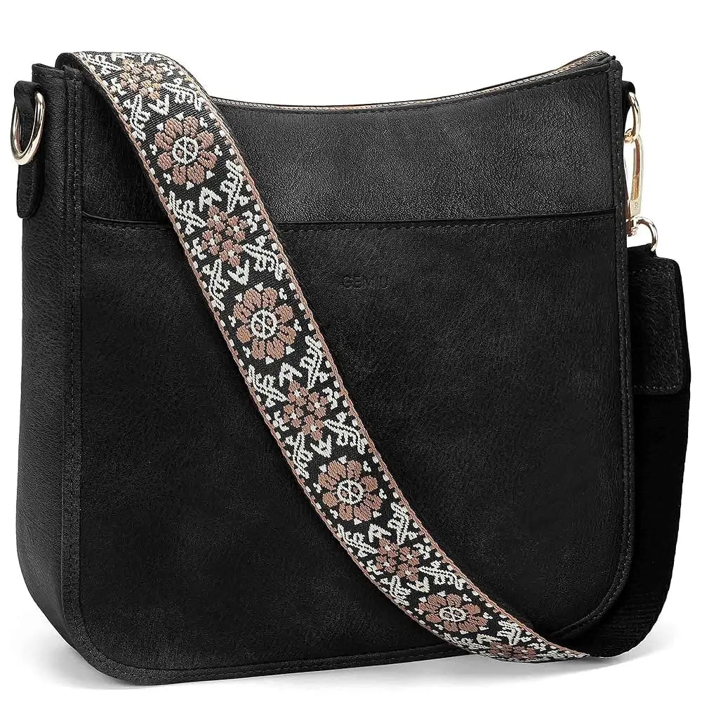Hobo Crossbody Bag for Women, Vegan Leather Multipocket Shoulder Purse with 2 Adjustable Removable Straps