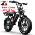 ZEFIORA 2000W Adult Electric Bike, 48V 20Ah 60 Miles Electric Bicycle,20" Fat Tire Full Suspension Electric Mountain Bike