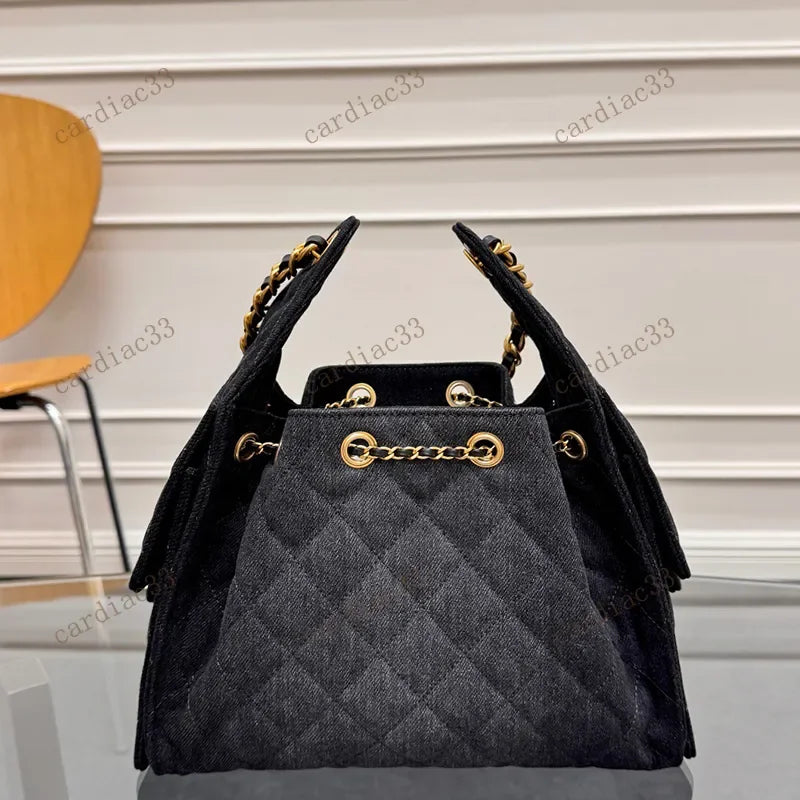 bag Handbag Luxury Designer Hobo Bag Washed Denim Golden Hardware Shoulder Bag genuine leather Card Slots Hippie bag Fashion bag
