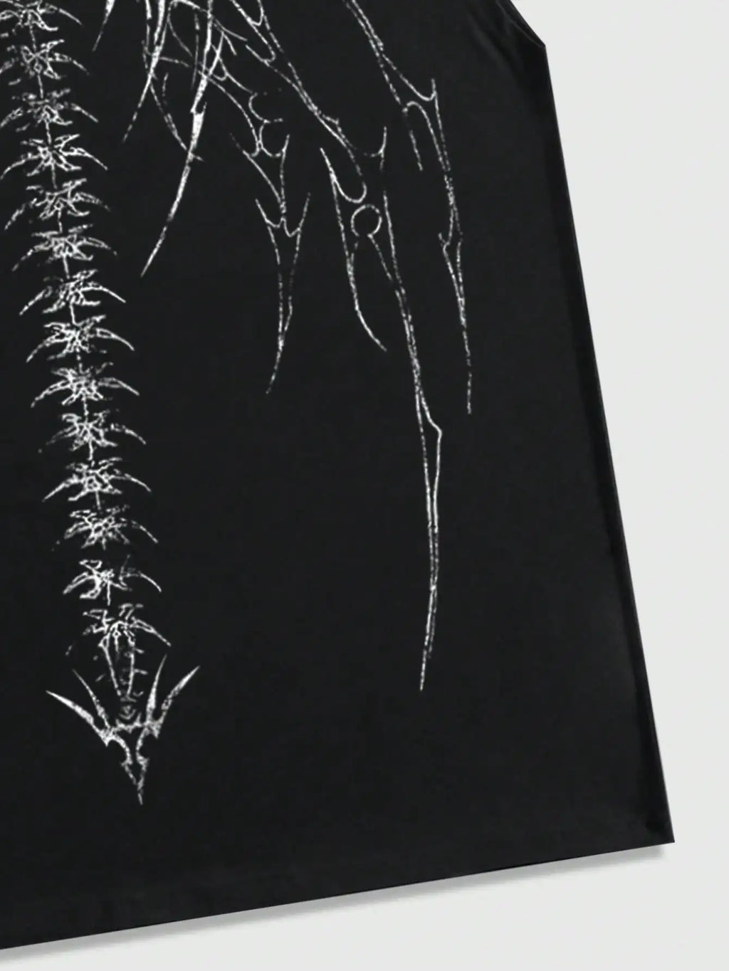 Men's Black Sleeveless Tank Top with Abstract White Graphic Print, Gothic Style, Casual Wear