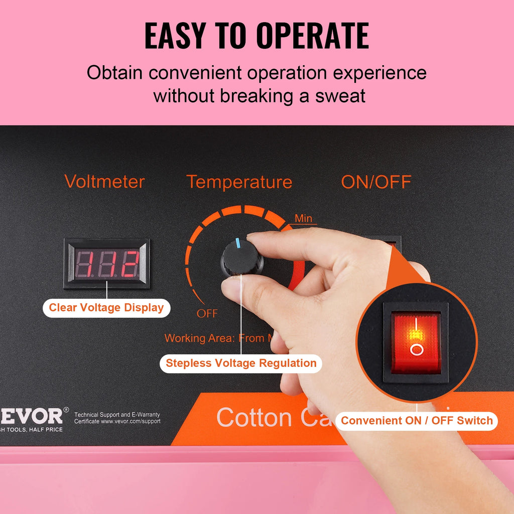SucceBuy Electric Cotton Candy Machine Candy Floss Maker Commercial Cotton Candy Machine w/ Stainless Steel Bowl and Sugar Scoop
