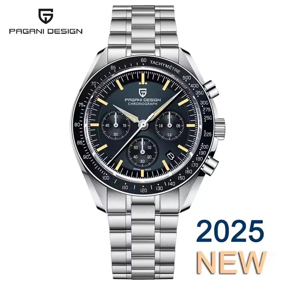 2026 New PAGANI DESIGN Moon Mens Watches Gold Luxury Quartz Chronograph Watch For Men AR Sapphire Waterproof Luminous Clock Gift