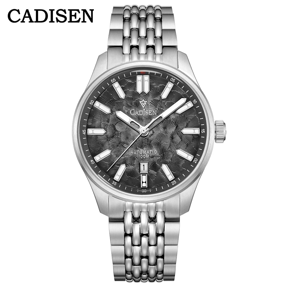 CADISEN NEW Automatic Mechanical Watch Man Silver Business Casual 10ATM Waterproof Japan MIYOTA 8215 Movement Men's Watches