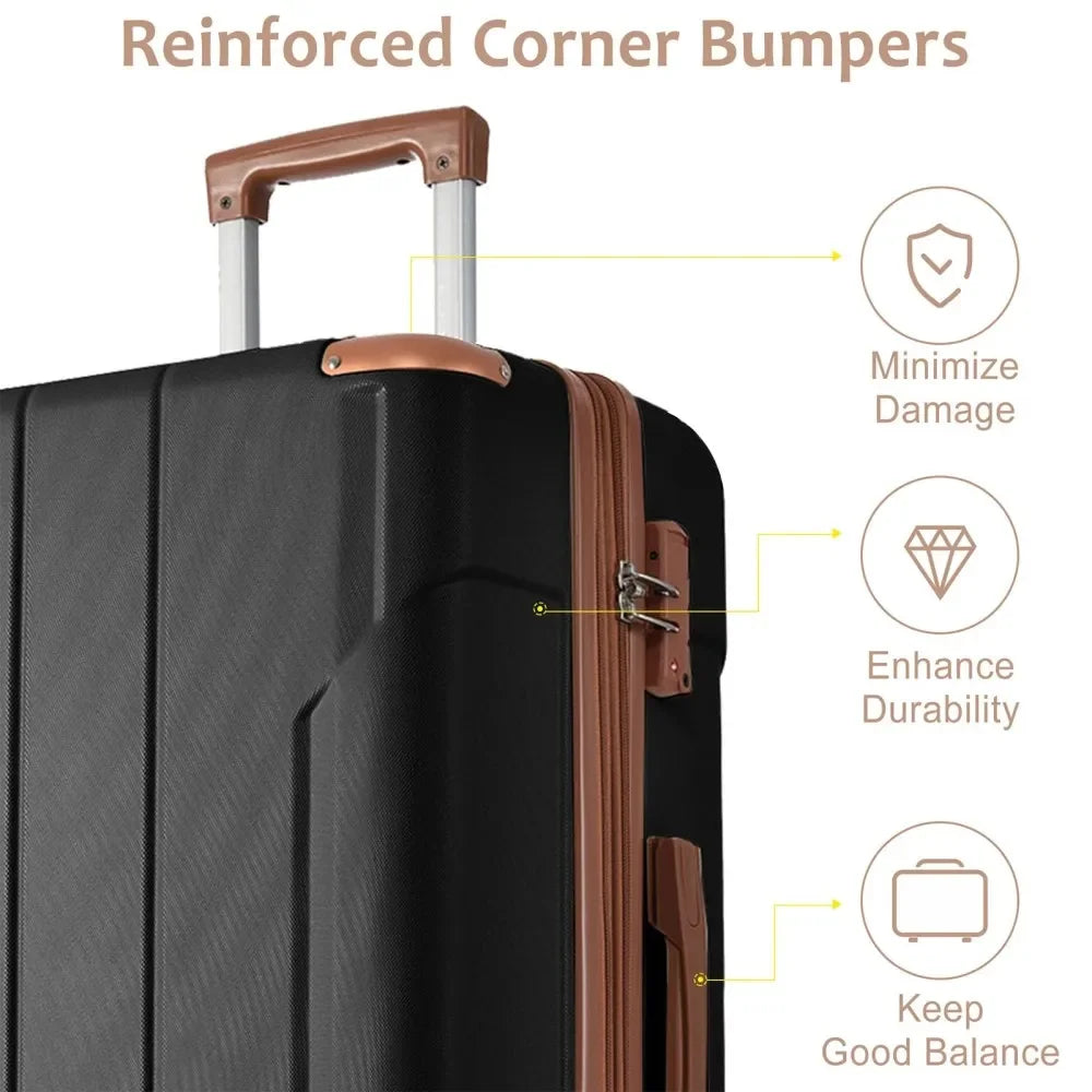 Luggage Sets 3 Piece, Expandable Hard shell ABS Suitcases with Double Spinner, Travel luggage Set with TSA Lock (20/24/28inch)
