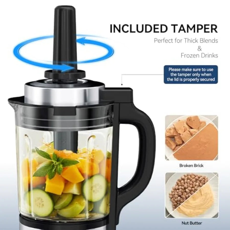Glass Blenders for Kitchen with Tamper Blender for Smoothies Professional Blenders 1500W Motor 9 Adjustable Speeds 14 Preset Pr