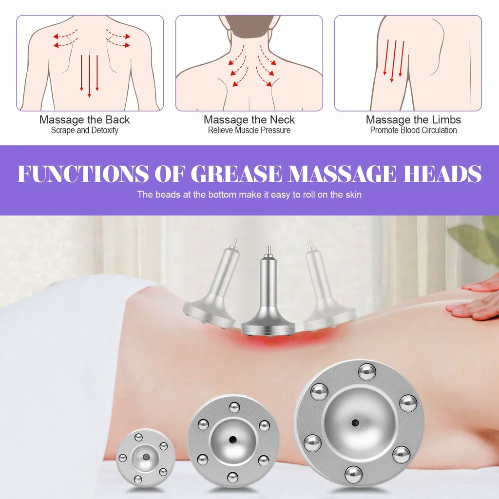 6 Mode Adjustable Suction Vacuum Machine with 24 Cups & 3 Grease Massage Heads,Professional Acupoint Cupping Body Shaping Device
