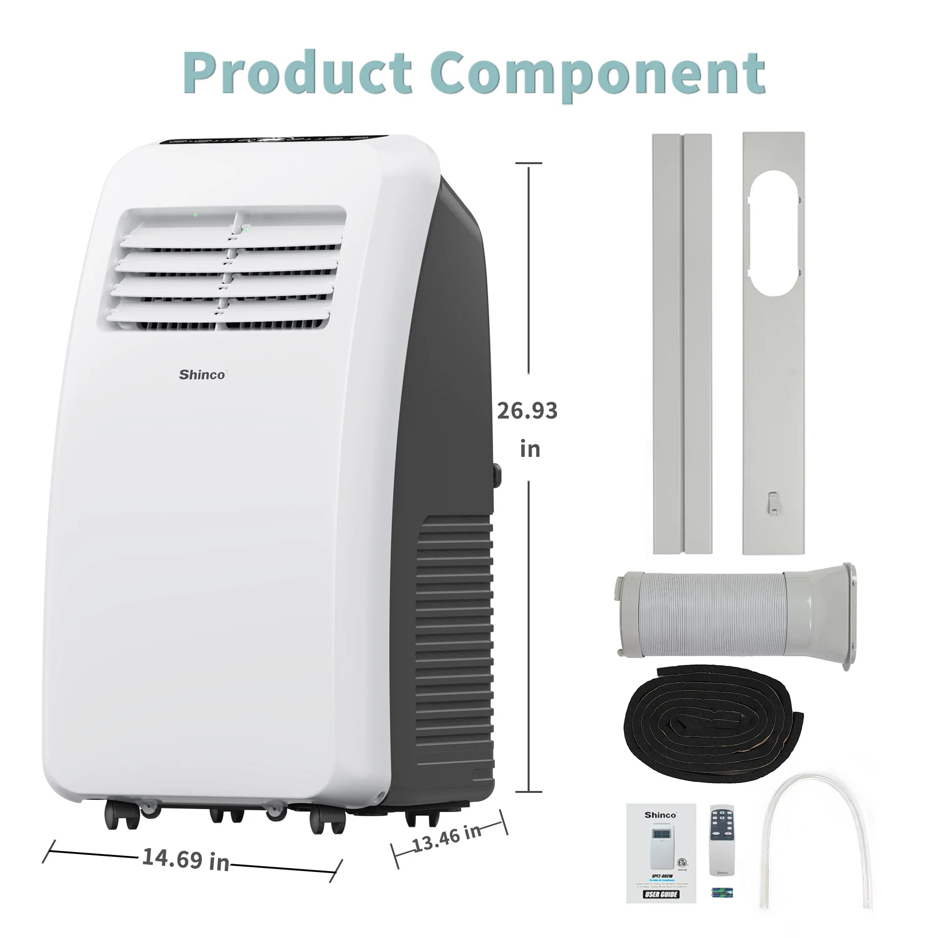 Shinco 8,000 BTU Portable Air Conditioner - 3-in-1 Cool/Dehumidifier/Fan for Rooms Up to 350 sq.ft, Remote Control & 24H Timer