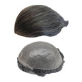 ISKIN PU #1B20 Human Hair Toupee Straight Full PU Toupee For Men Injection Human Hair Men's Wigs Durable Skin Male Hair 8*10inch