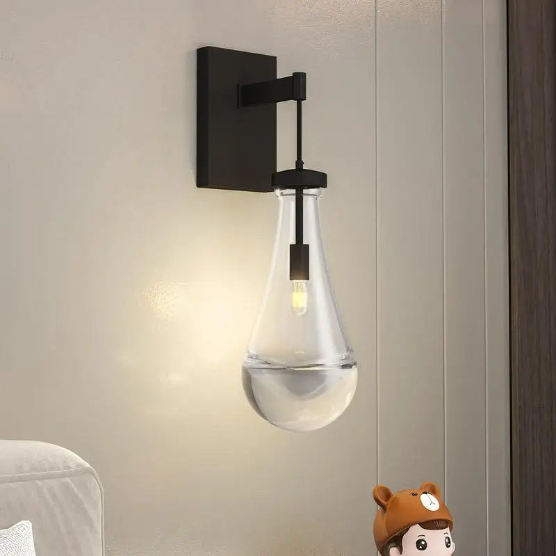 Modern Black Wall Sconces with Clear Glass for Bathroom, Living Room, Hallway, and Reception Desk - Stylish Wall Mounted