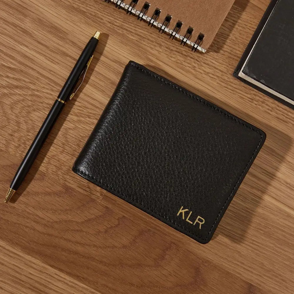 Slim Men's Leather Wallet with 6 Card Slots, Bill Compartment & 2 Interior Pockets - Minimalist Front Pocket Wallet