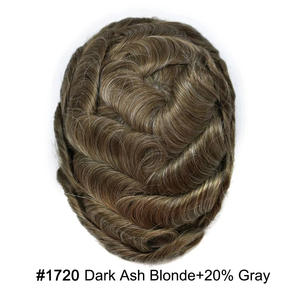 Mens Toupee Full Poly 0.10mm Injection Pu Human Hair System Hairpieces Male Hair Prosthesis Male Wig for Hair Loss Solution