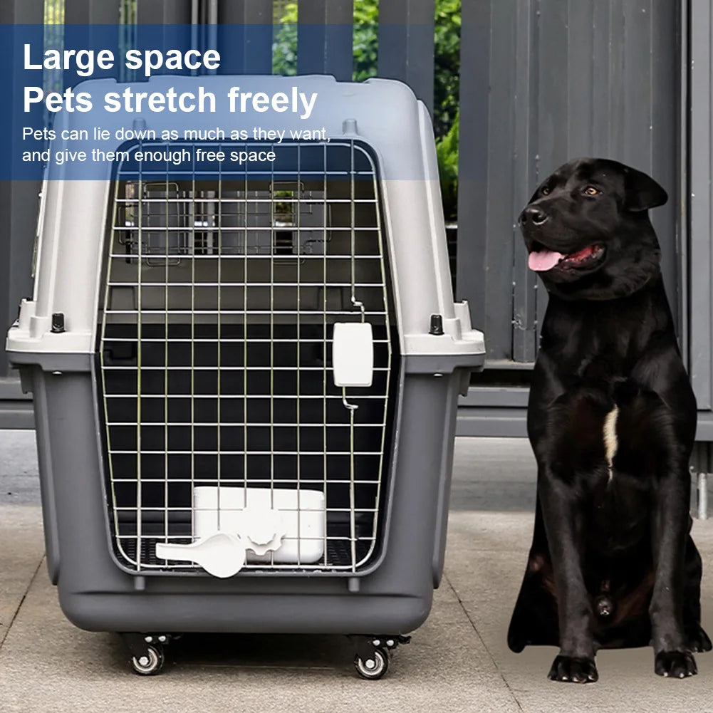 Cats & Rabbit Animal Carrier Travel Cage Box Length 33in/Width 21.6in/Height 25.2in with Handle & Metal Door Pet Carrier & Crate