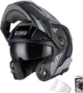 Modular Motorcycle Helmets Fiberglass Full Face Motorcycle Helmet Flip Up for Touring DOT Certified Release Sun Visor Removable