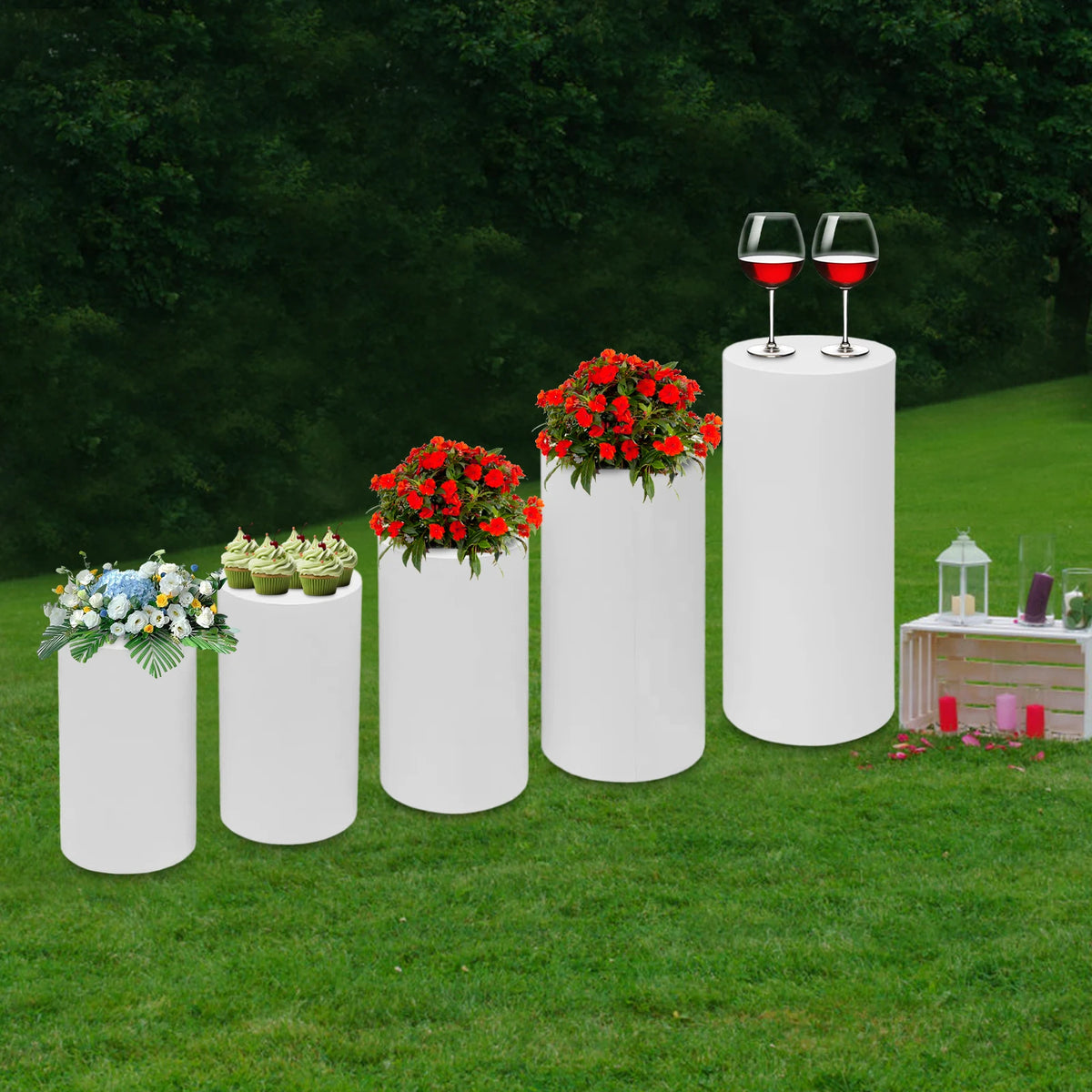 5Pcs Cylindrical Dessert Display Stands, Wedding Event Cake Stand Set Cake Display Cylinder,Round Display Stand for Decorations