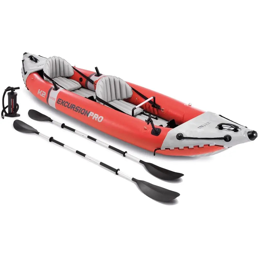 2-Person High-Output Pump Inflatable Kayak Set with 86in Paddles and Adjustable Seat, 400lb Capacity