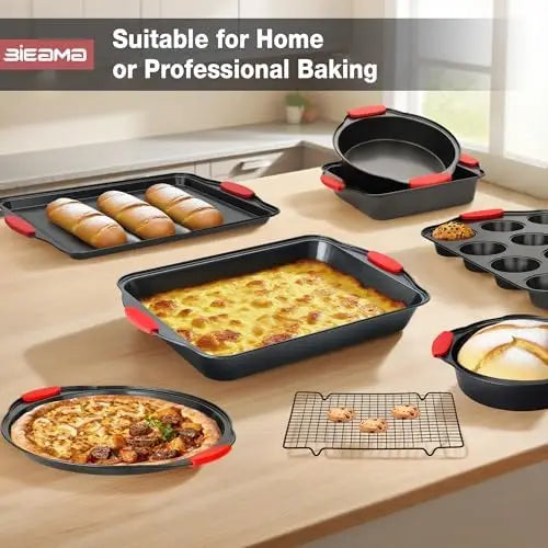 13-Piece Baking Pans Sets, Nonstick Bakeware Sets, BPA-Free Carbon Steel Stackable, Cookie Sheet