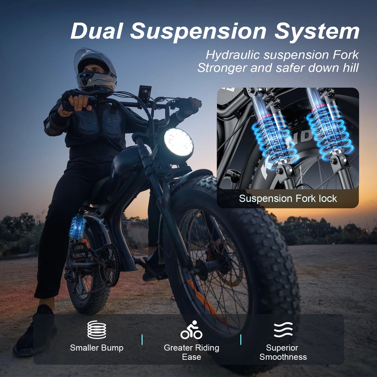 EMOKO C93 1000W Electric Bike for Adults, 20"x4.0" Fat Tire Electric Bicycle, 48V 20Ah Ebike 31 mph, 50 Miles Range