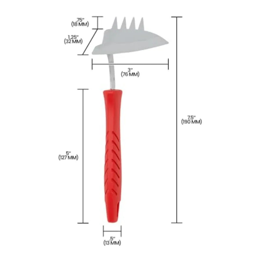 LT373 Stainless Weeder Hoe Rake Combo Hand Tool Red - 12 Pack